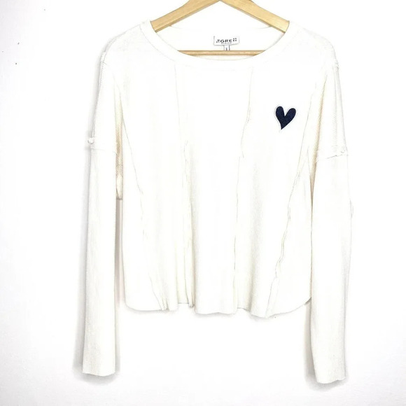 The GREii Medium Waffle Knit Heart Embroidered Ruffle Stitch Thermal Cotton - Picture 1 of 9